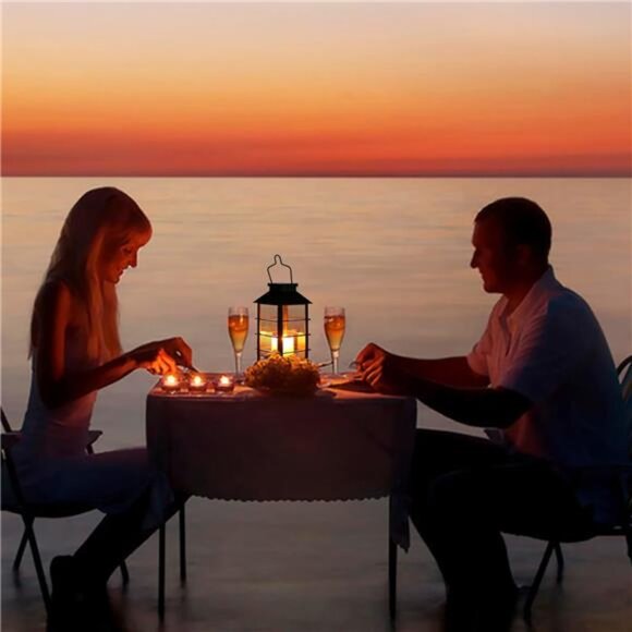 LED Solar Lantern - Outdoor Hanging Solar Lights Waterproof Flickering Flame - Picture 3 of 14